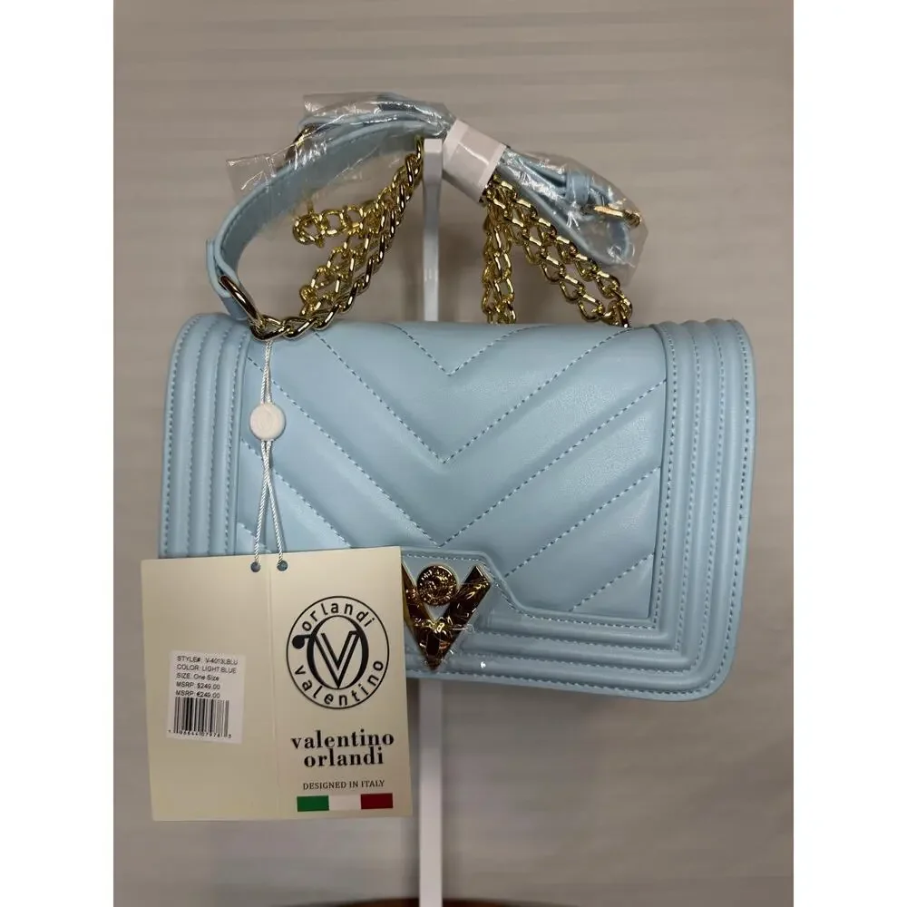 Valentino Orlandi Chevron Crossbody Light Blue NWT MSRP $249 (#2)